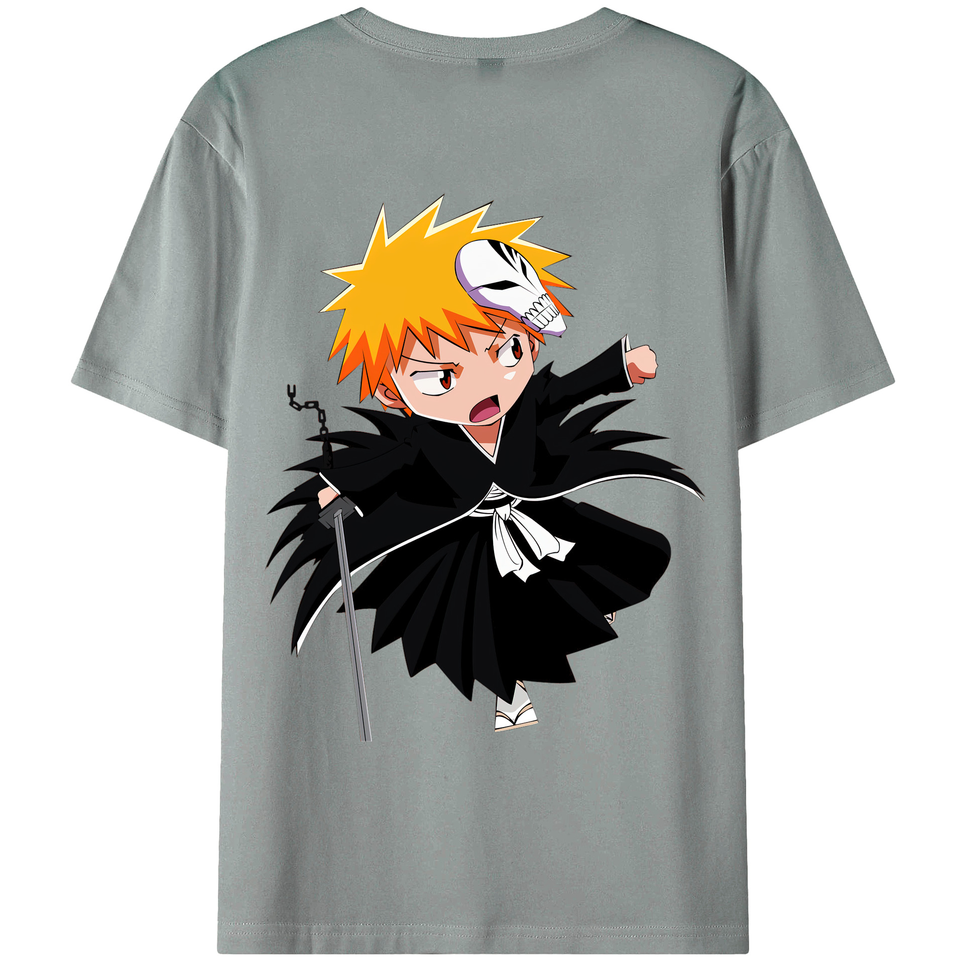 （画像用） ブリーチ 黒崎一護（くろさき いちご）BLEACH Kurosaki Ichigo 綿100％ メンズ半袖Tシャツ（バックプリント） 通気性